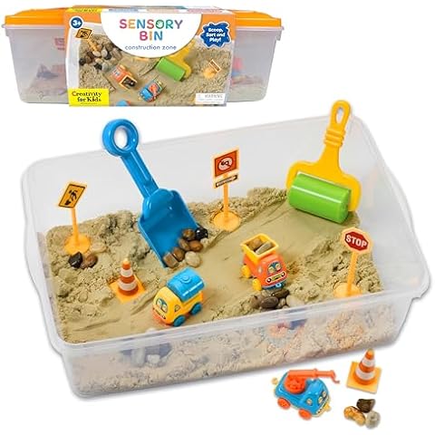 Creativity for Kids Sensory Bin: Construction Zone Playset - Preschool Learning Activities, Excavator Toys for Boys Ages 3-5+, Outdoor Toys and Gifts for Kids Cover