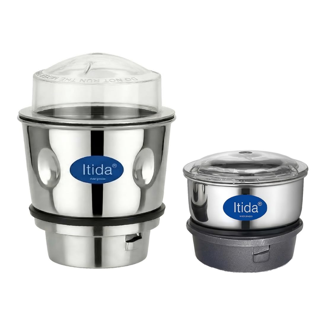 Bajaj Mixer Jar Combo Compatible | Itida Heavy Duty + Mini Jar Set, Aluminium Base, Sharp Blade, 4 Teeth Coupler, 2 Lock System-image-46