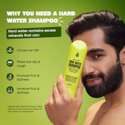Image of Detoxie Hard Water Shampoo 200 ml | Adults & Children | Cleanses Metal, Mineral & Pollution Build-up | Reduces Hairfall | All Hair Types | Amino Acid Complex, Wheatgerm Oil, Keratin & Soy Protein