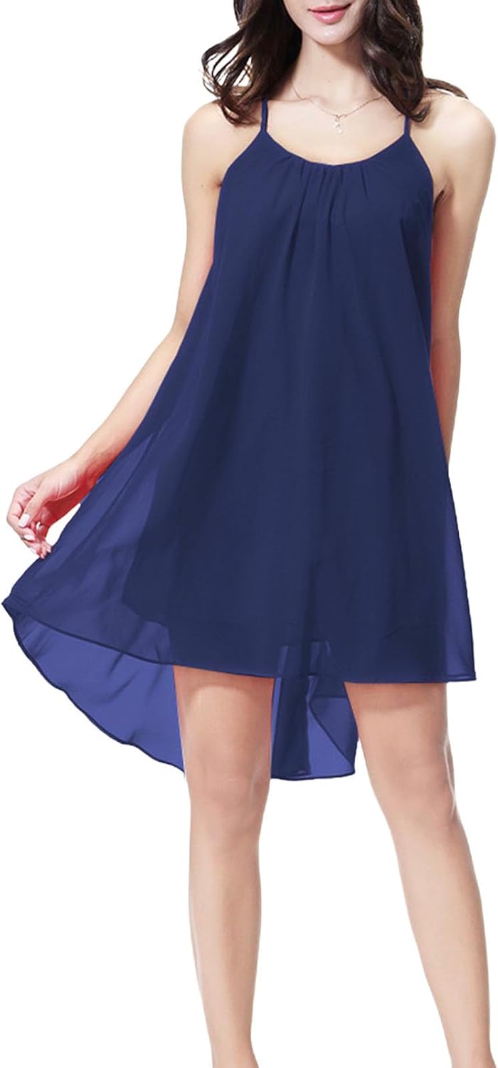 Nightdress for Women Mesh Chiffon Backless Babydoll Spaghetti Strap Flowy Mini Dress Sleepshirts Nightgown Sleepwear
