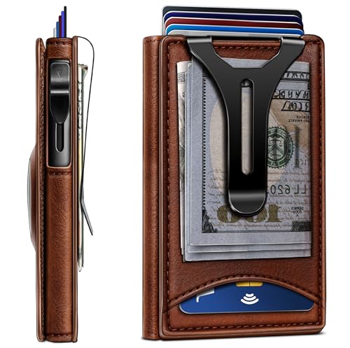 BULLIANT Magnetic Flip Money Clip Wallet -holds 9 Cards Airtag Included