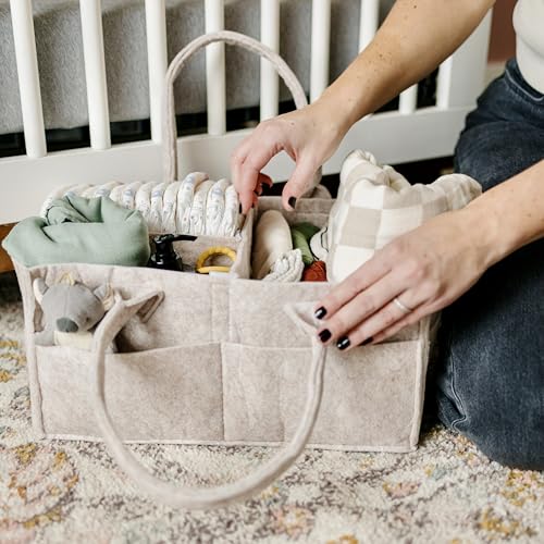 Image of PUTSKA Baby Diaper Caddy Organizer - Nursery Storage Basket for Diaper Station, Baby Basket Shower List and Registry Gift Must-Haves, Newborn Essentials, Nursery Decor for Boy or Girl - DarkMocha, XL