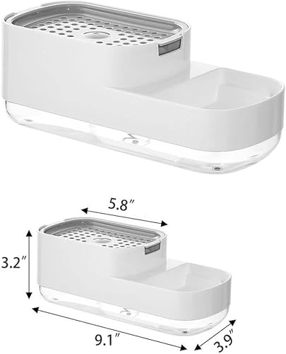 Miniatura 5 de Dispensador de jabón para fregadero de cocina, dispensador de jabón 2 en 1 y soporte de esponja para fregadero de cocina. Dispensador de jabón de 21