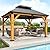 11'x13' Wood Gazebo, Spruce Wood Hardtop Gazebo with 2 Storage Shelves, Double Galvanized Steel Roof Outdoor Wooden Pavilion for Deck, Garden, Backyard