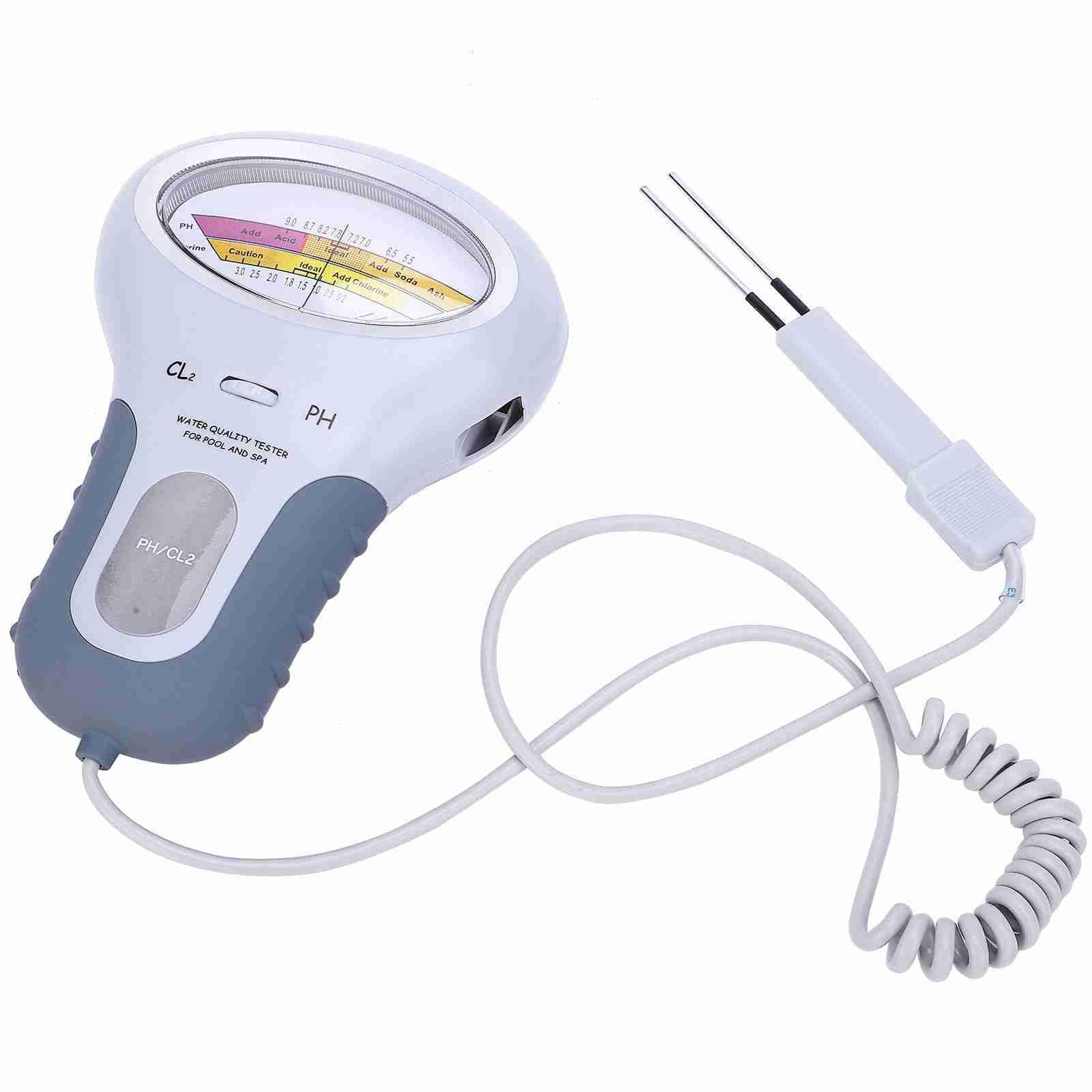 YWBL-WH Pool-Wasserqualitätsanalysator mit CL2 Chlor- und pH-Sensor, multifunktionales Messgerät für Pool-Wasser, Chlor-pH-Wasserzähler mit LCD Display, Wasserqualitätstester für Schwimmbad