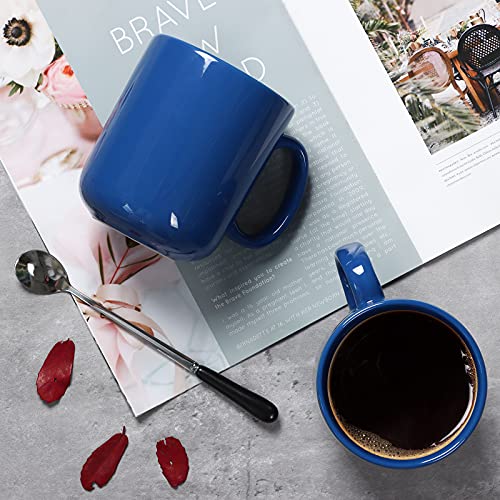 Smilatte 20 OZ Large Coffee Mug, M016 Plain Ceramic Boss Big Tea Cup with Handle for Dad Men Set of 2, Blue - Image 2