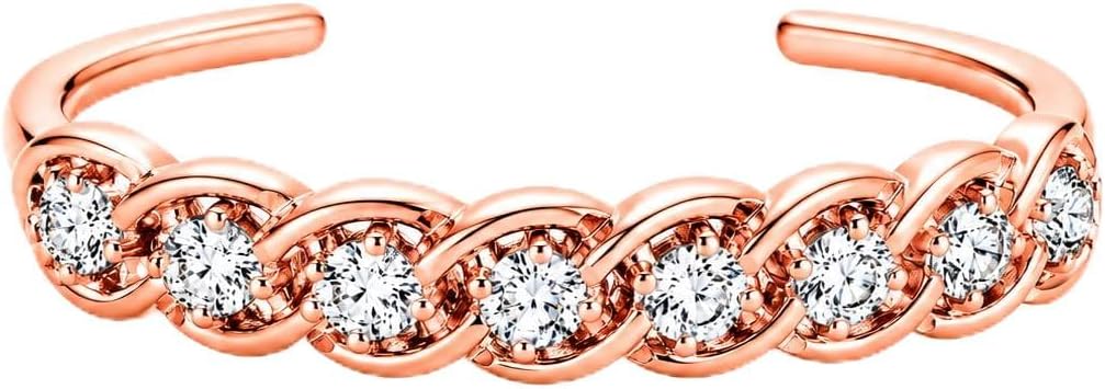 1.00 Carat Round Simulated Diamond Adjustable Daily Wear Women’s Toe Ring in 14K White Gold, Yellow Gold & Rose Gold Plated 925 Sterling Silver
