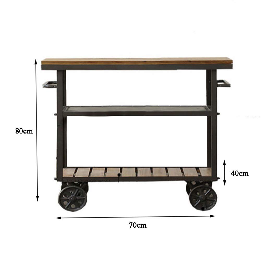 Admir Carrello Portavivande A 3 Livelli In Legno Massello E Metallo – Vintage, Su Ruote, Isola Da Cucina E Rack Per Vino, 3 Livelli