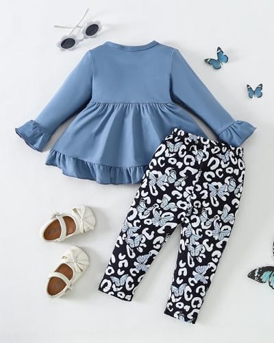 Image of Weebaby Baby Girl Clothes Infant Toddler Girl Clothing Ruffle Shirt High Low Top Floral Allover Pant Little Girls Clothes