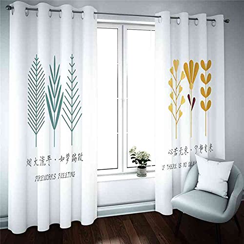 Rideau occultant de qualité supérieure à oeillets impression 3D feuilles de plantes salon - 2