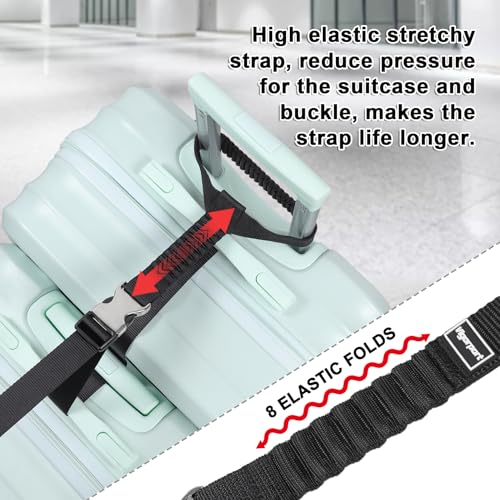 Image of Vigorport Luggage Straps, Metal Luggage Connector Straps for Suitcases, Stretchable Add A Bag Adjustable Attachment Accessories Belts (Black, Medium)