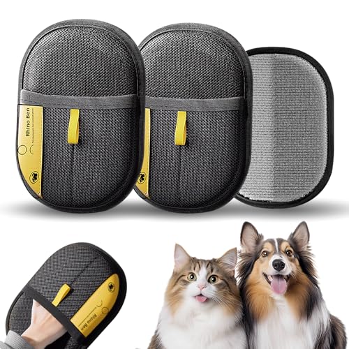 Oraja Pack of 2 Pet Hair Remover Gloves Electrostatic Cat & Dog Hair Removal Gloves Soft Breathable Five-Finger Design Multi-Use Grooming & Cleaning Gloves