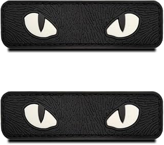 zcketo 2 PCS 3D PVC Rubber Funny Cat Eyes Patch, Heavy Duty and Solid Material, Hooked Backing Tactical Evil Cat Eyes Emblem Patch for Clothes Backpack Uniform Vest Biker Travel-picture-43