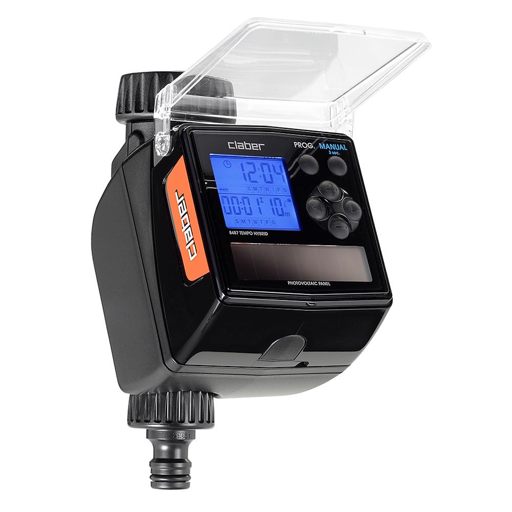 Claber Tempo Hybrid, programmateur arrosage Automatique à Une Voie avec Panneau photovoltaïque