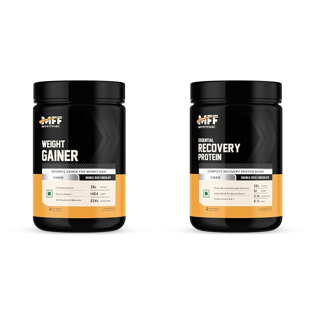 MyFitFuel MFF Double Rich Chocolate Weight Gainer (1 kg/2.2 lbs) | MyFitFuel MFF Essential Recovery Protein | Post workout Protein, Glycogen, Vitamins Recovery (Doub-image-21