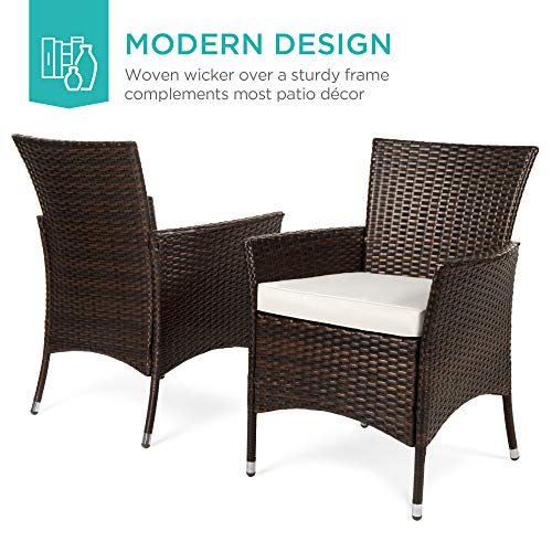 Image of Best Choice Products 5-Piece Indoor Outdoor Wicker Dining Set Furniture for Patio, Backyard w /Square Glass Tabletop, Umbrella Cutout, 4 Chairs - Cream