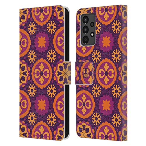 Étui portefeuille Samsung A13 2022 Head Case motifs marocains violet