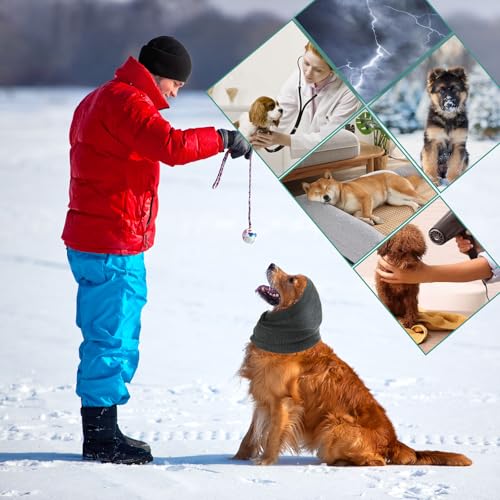 UILYNIU 2 Stücke Hund Snood - Ohrenschützer und Halsband, Gehörschutz, Haustier Ohrenklappe Kopfwickel (Grau)