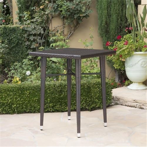 Noble House Colbin Outdoor 5-Pc Multi Brown Wicker 32.5\" Square Bar Table Set - Thumbnail 6