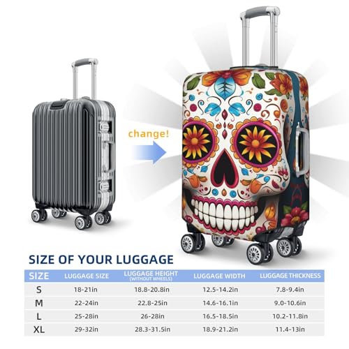 Travel Luggage Cover Colorful Sugar Skull Suitcase Protector Elastic Washable Stretch Suitcase Protector Anti-Scratch Travel Suitcase Cover Fit 18-32 Inch Luggage2