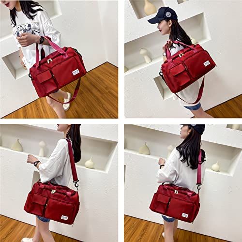 Image of Small Gym Bag for Women, Travel Duffle Bag Carry On Weekender Bag with Shoe Compartment, 06#Red, Gym Bag & Toiletry Bag, Gym Bag&toiletry Bag