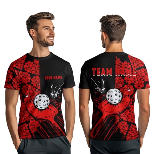 PIONAMZIOZ Personalized Couple Pickleball Shirts Matching Pickleball T-Shirt Pickleball Gifts Pickleball Jersey Men Women (US, Alpha, Small, 5X-Large, Regular, Regular, Red)