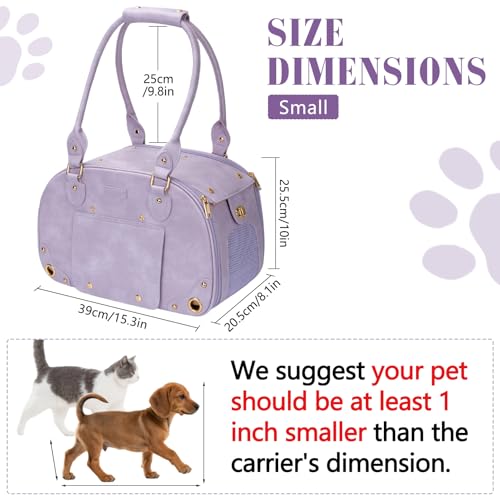 Image of Dog Carrier Purse, Pet Bag, Waterproof Premium Leather Pet Travel Portable Bags for Cat and Small Dog Home & Outdoor Small Purple