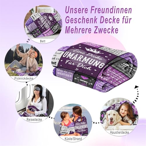 EIMOPE Beste Freundin Decke Geschenke für Frauen 150 x 200cm - Umarmung Decke für Beste Freundin, Geburtstag Weihnachten Geschenke für Frauen Schwester Mutter Kollegen
