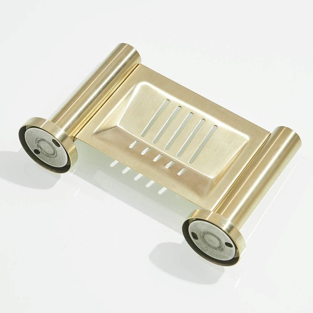 Toallero de Montaje en Pared Toallero para el Hogar Soporte de Anillo de Toalla de Baño Dorado Cepillado Acero Inoxidable 304 Accesorio de Baño Toallero/Soap Dish Holder