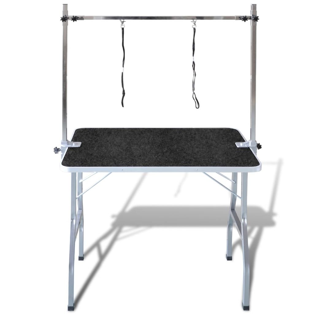 Mesa Perro Peluqueria Mesa Plegable de Aseo Canina, Mesa para Perros Mascota de Altura Regulable, Ideal Mesa de Mascotas, Gatos y Mascotas Ajustable 2 Lazos