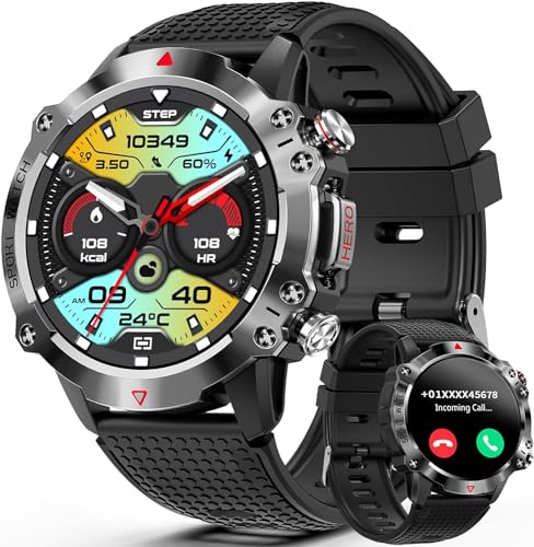GedFong Reloj Inteligente Hombre, 450mAh Smartwatch Hombre con Llamadas, IP67 Impermeable 1.39' Reloj Deportivo con 107 Modos Deportivos, Podómetro, Monitoreo de Ritmo Cardíaco, para Android e iOS
