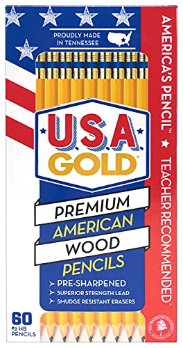 Cra-Z-Art U.s.a. Gold Pre-Sharpened American Wood Cased #2 Hb Yellow Pencils, 60 Pack #TOP1