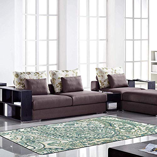 Tapis de salon motif cachemire vert vintage 203x147 cm