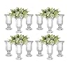 Glasseam Ribbed Glass Vase for Flowers 75in Tall Vases for Centerpieces Modern Crystal Clear Vase Set of 12 Decorative Flower Vases for Decor Fluted Footed Urn for Wedding Dining Table Decoration