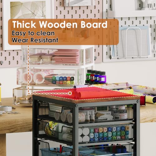 Image of Rolling Storage Cart with 6 Drawers, Craft Cart with Lockable Wheels