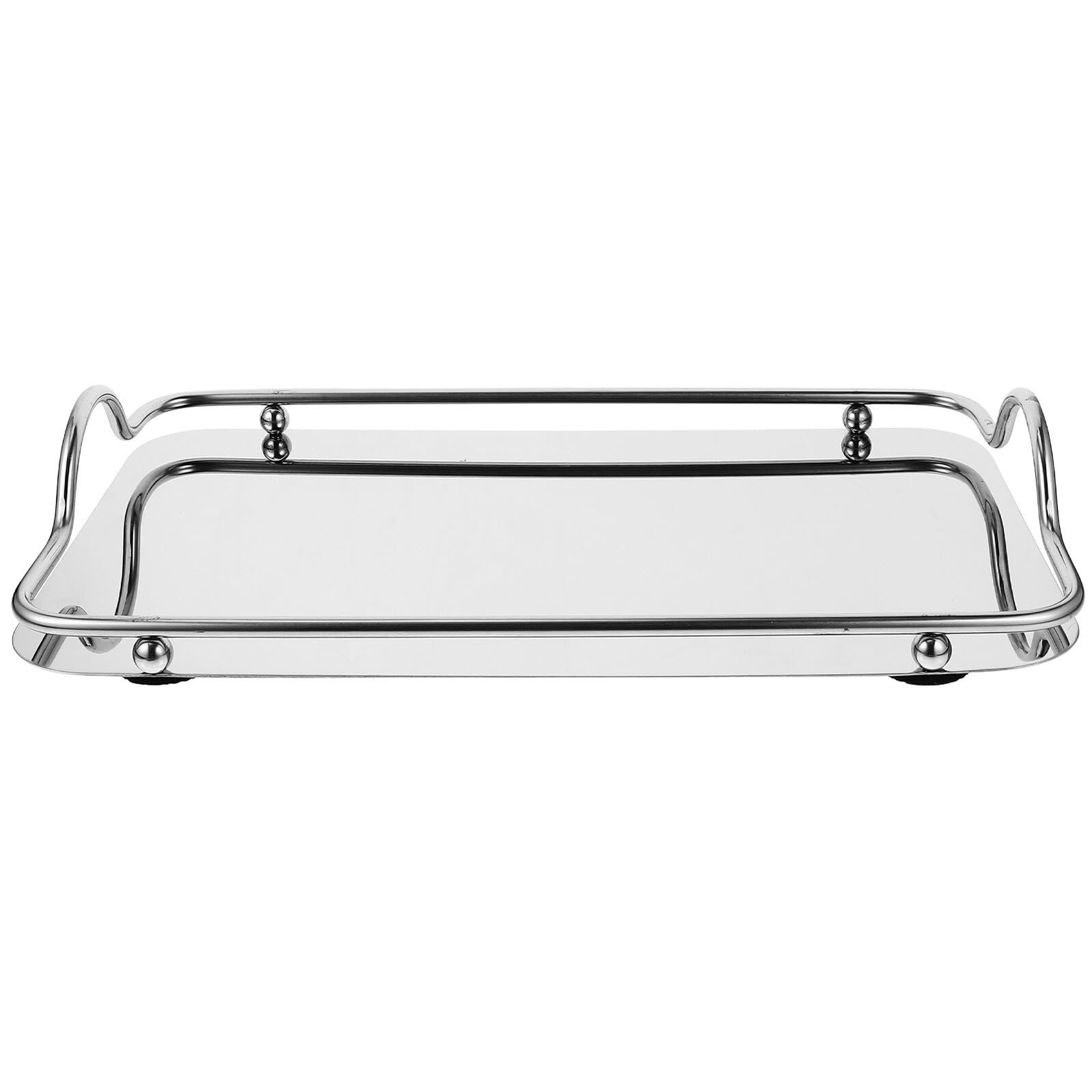 SEWACC Bandeja Rectangular de Acero Inoxidable Pequeña para Servir Asas Dobles Bandeja para Servir Comida y Café Versátil para Fiestas y Uso Doméstico