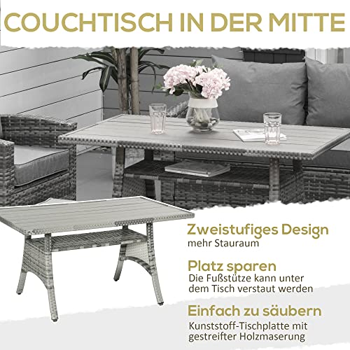 Outsunny 7-TLG. Luxus Polyrattan Gartenmöbel Set Gartengarnitur Garten-Set Sitzgruppe Loungeset Loungemöbel mit… – Bild 7