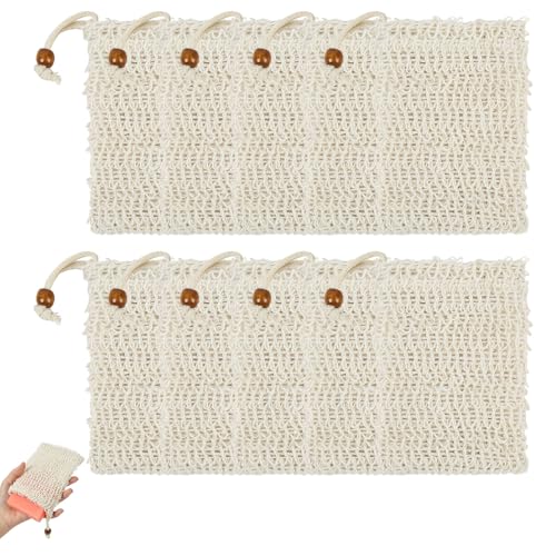 Alaoo Pochettes à Savon en sisal, Lot de 10 Filet Savon avec Fermeture à Cordon pour Le Bain ou la Douche, Sac de Savon exfoliant pour Le Bain ou la Douche
