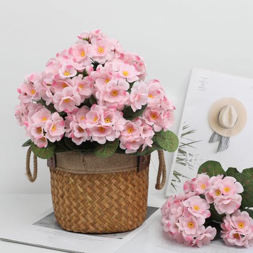 Geranio de 36 cm sin maceta, plantas artificiales, flores artificiales, pelargonium, resistente a los rayos UV, para decoración de fiestas en casa, 3 unidades