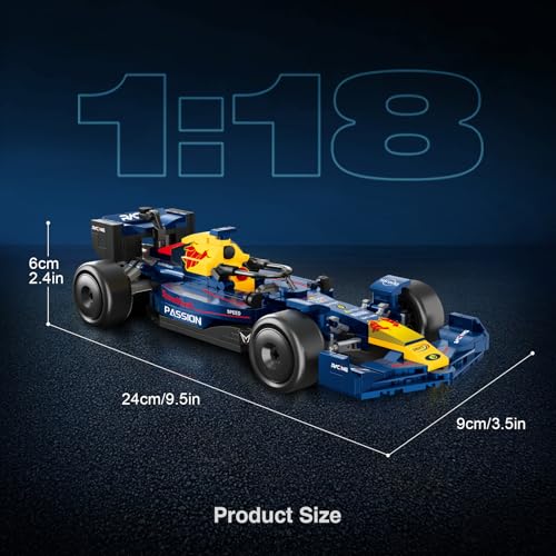 Image of F1 Race Car Building Set, Formula 1 Racing Car Model Kit, Advanced Tech Building Blocks MOC Supercar Construction Toy, Ideal Collectible Display Gift for Adults & Teens (Red Blue)