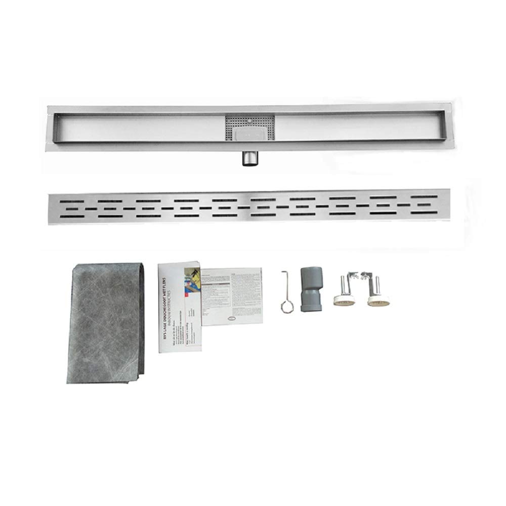 Canalina di Scarico Doccia con Sifone, Scarico a Pavimento in Acciaio Inossidabile, (Adatto per Box Doccia, Bagno, Piscina, Drenaggio), 60CM
