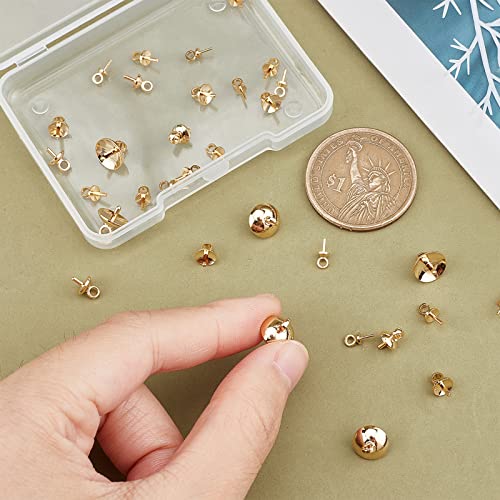 Beebeecraft 40Pcs 4 Sizes Eye Pin Bail Peg Pendants 24K Gold Plated Pearl Cup Eye Pins with Small Pearl Cup for Half Drilled Beads Jewelry Making Findings - Image 3