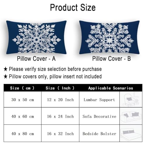 Housse coussin extérieur imperméable 40x80 en lin de qualité supérieure bleu lot de 2