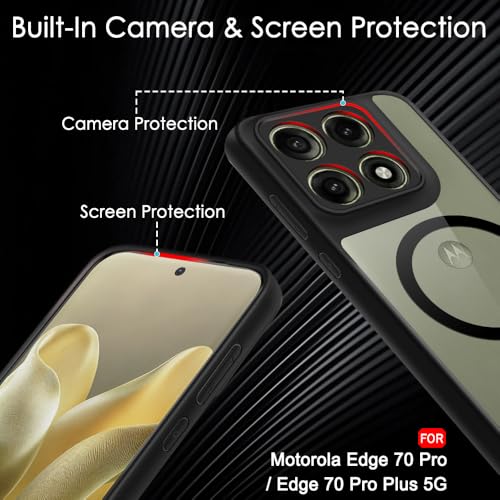 Image of TheGiftKart Hybrid Shockproof Back Cover Case for Motorola Moto Edge 70 Pro /Edge 70 Pro Plus 5G | Hard Back Cover Case (PC & TPU, MagSafe Compatible, Transparent Clear Back, Black Sides)