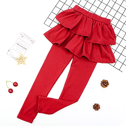 Image of BOOPH Little Girls Leggings with Ruffle Tutu Skirt Kids Uniform Pants | Footless Tights 4-14 Year