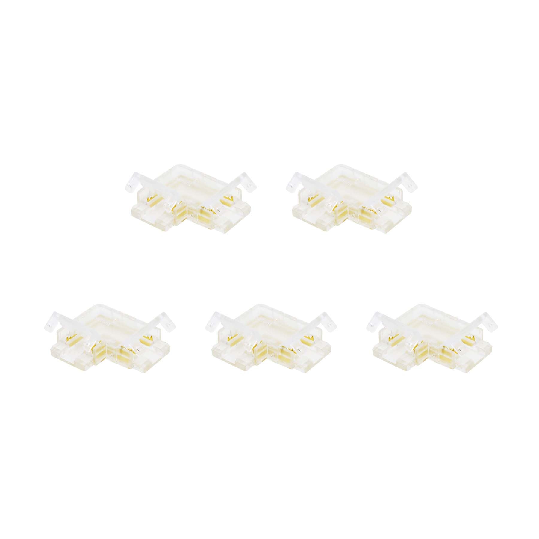 G.W.S® Solderless L Shape Corner Connectors, for 10mm Wide 3 Pin CCT/Pixel LED COB Strip Lights, Pack of 5