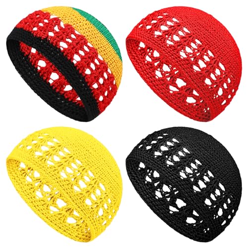 Image of Boyiee Kufi Hat for Men Muslim Knit Kufi Cap Crochet Beanie Skull Beanie African Hat for Men Women