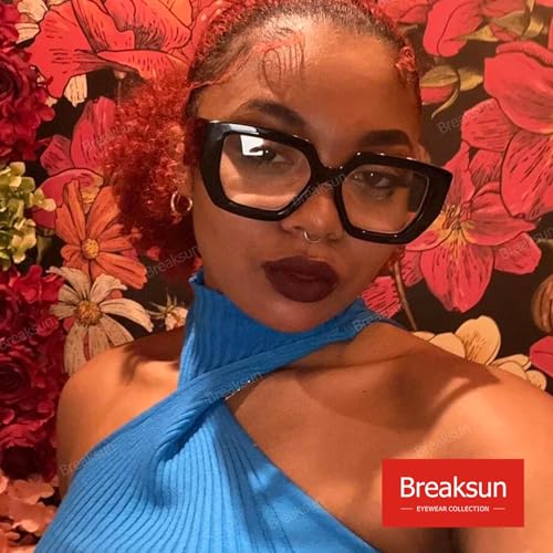 Image of Breaksun Thick Frame Blue Light Glasses for Women Men Fashion Oversized Square Computer Gaming Eyeglasses