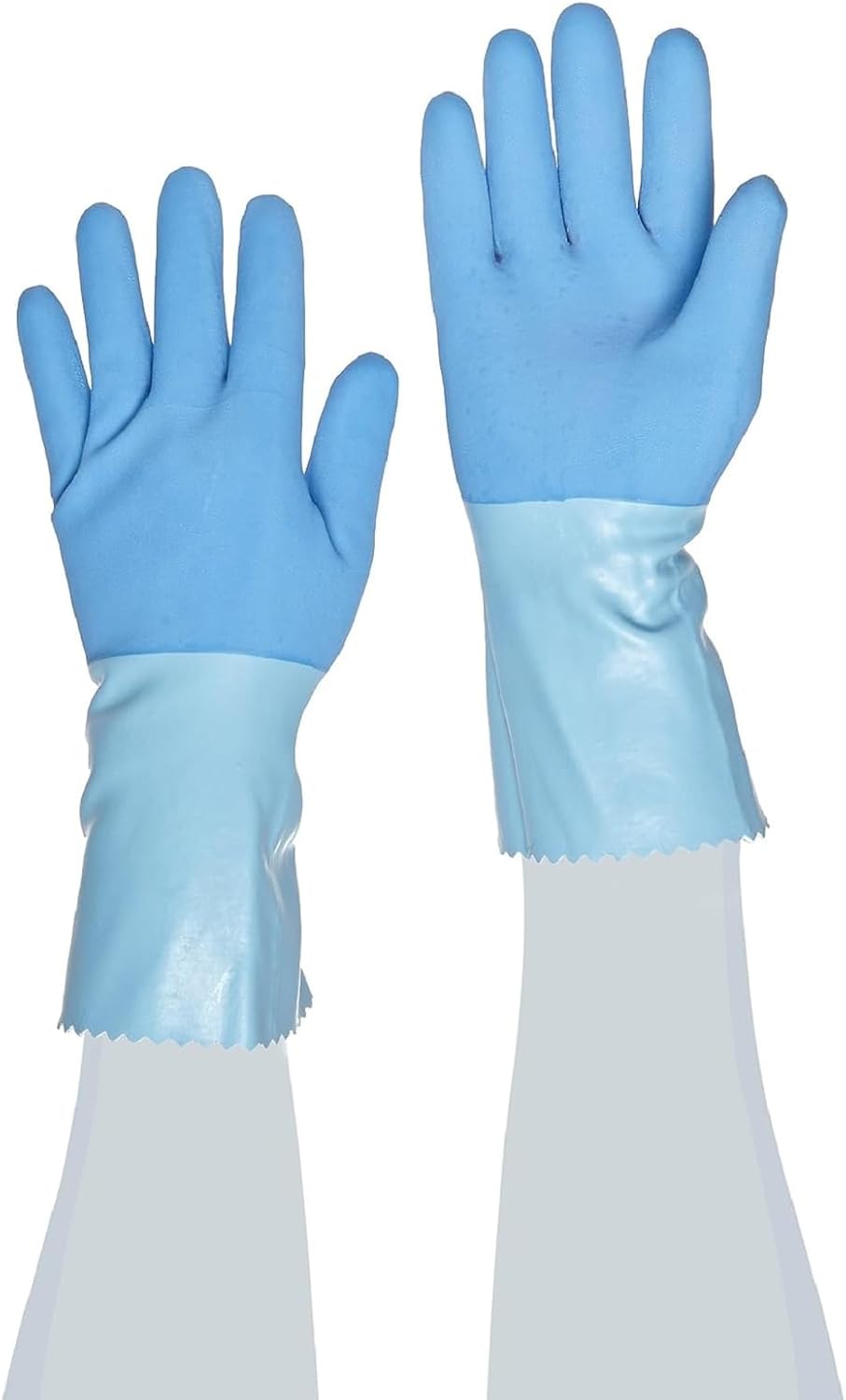 Glove Blue-Grip Natural Latex Heavyweight, Chemical Resistant, 0.045" Thickness, 12" Length, Size 10, Blue,LL301 (Pack of 12)