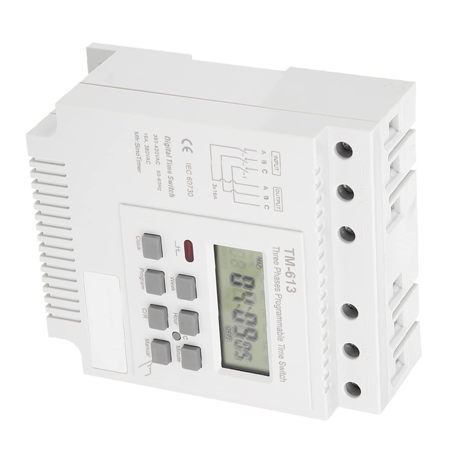 TM 163 Interruptor de temporizador programable Smart Digital para sistemas 380V de tres fases con horarios semanales, 17 parámetros de encendido/apagado y una batería